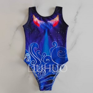 LIUHUO Girls Synchronized Swimming Leotards Women Training Competitive Dance Swimwear Blue Color