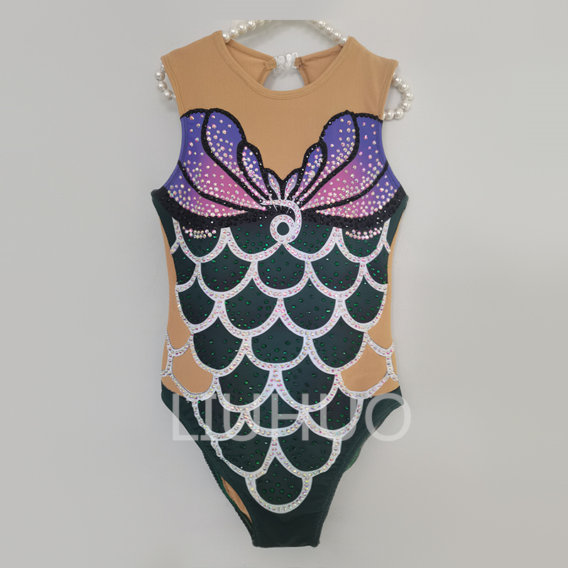 LIUHUO Synchronized Swimming Suits Women Girls Performanc Ballet Dance Leotards Gymnastics Youth
