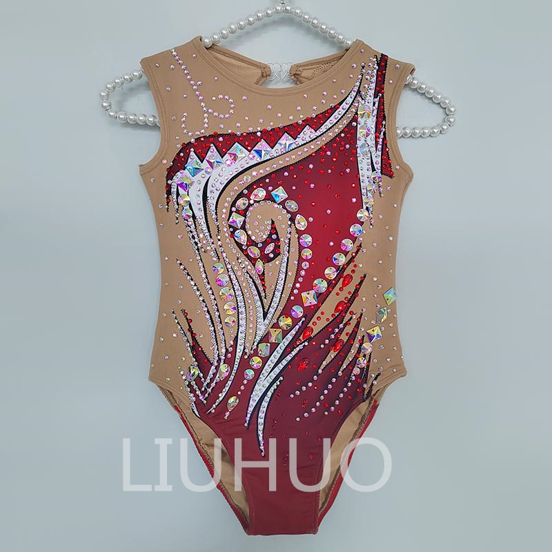 LIUHUO Synchronized Swimming Leotards Girls Women Training Crystals Competitive Dance Swimsuits for Sale