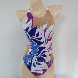 Synchronized Swimming Swimsuit Swimming Team Performance Swimsuit Professional Tailored Purple Big backstrap with straps