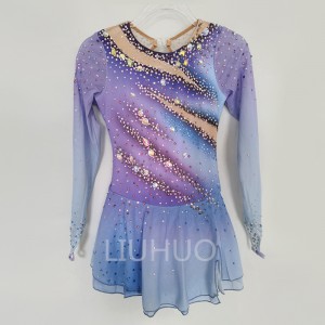 Figure Skating Dress Girls Stripper Outfits Belly Dance Ice Skating Dress Women with Purple Color