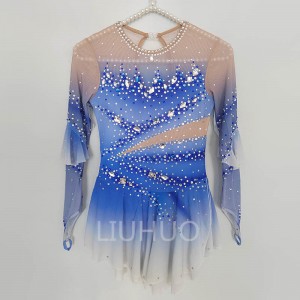 LIUHUO Ice Skating Competition Dress Girls Kids Blue Skate Performance Outfits