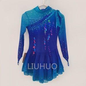 LIUHUO Ice Figure Skating Dress Girls Women Blue Competition Stage Dance Wear Youth