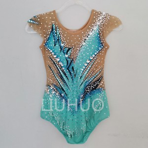 Rhythmic Gymnastics Leotards Stage Competition Children’s Professional Custom Women’s Pattern Green Color Customize