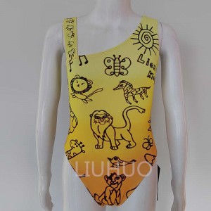 LIUHUO Handmade Synchronized Swimming Suits Girls Training Competitive Leotards Yellow Color Customize
