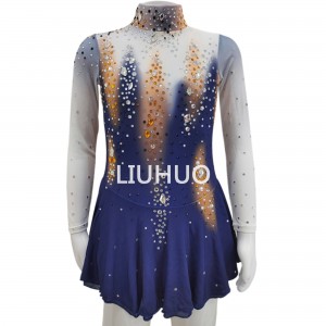LIUHUO Figure Skating Apparel Girls Women Competition Dress Performance Elegant  High Quality Stretchy Blue Gradient