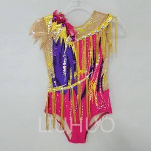 LIUHUO Rhythmic Gymnastics Leotards Artistics Professional Customize Colors Girls Pink-Purple
