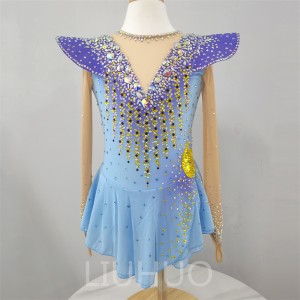 LIUHUO Ice Figure Skating Costumes Children Blue Girls Ice Skating Dress for Competition Customize Color