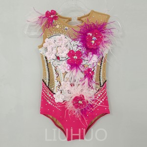 LIUHUO Rhythmic Gymnastics Leotards Artistics Professional Customize Colors Girls Competition Stage Pink