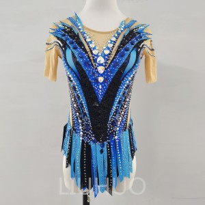 LIUHUO Rhythmic Gymnastics Leotards Artistics Professional Customize Colors Girls Competition Stage  Blue