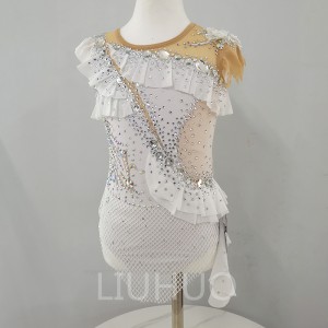 LIUHUO Rhythmic Gymnastics Leotards Artistics Professional Customize Colors Girls Competition Stage  White