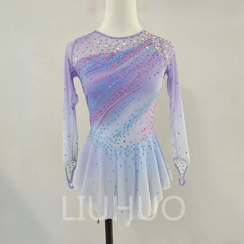 LIUHUO Ice Skating Dress for Competition Purple Gradient Girls  Crystals