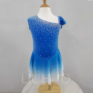 LIUHUO Ice Figure Skating Costumes Children Blue Girls Ice Skating Dress for Competition  Crystals  Sleeveless