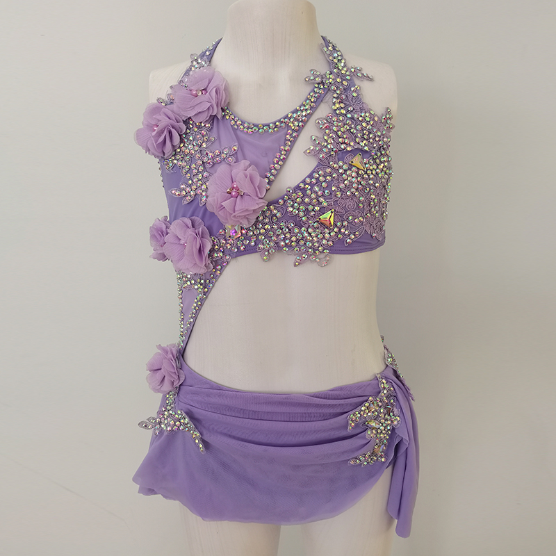 LIUHUO Girls lyrical Dance Dress Modern Contemporary Ballet Dress Light Purple