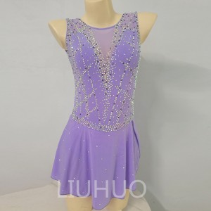 LIUHUO Ice Skating Dress for Competition  Girls Crystals Purple