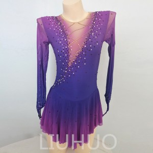 LIUHUO Ice Skating Dress for Competition  Girls Crystals Purple Gradient