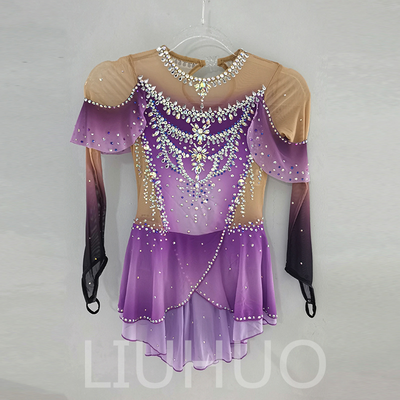 LIUHUO Ice Skating Dress for Competition Girls Crystals