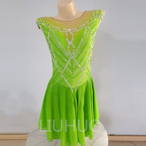 LIUHUO Ice Skating Dress for Competition Gradient Girls Crystals Green
