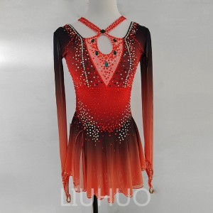 LIUHUO Ice Skating Dress for Competition Girls Crystals Gradient