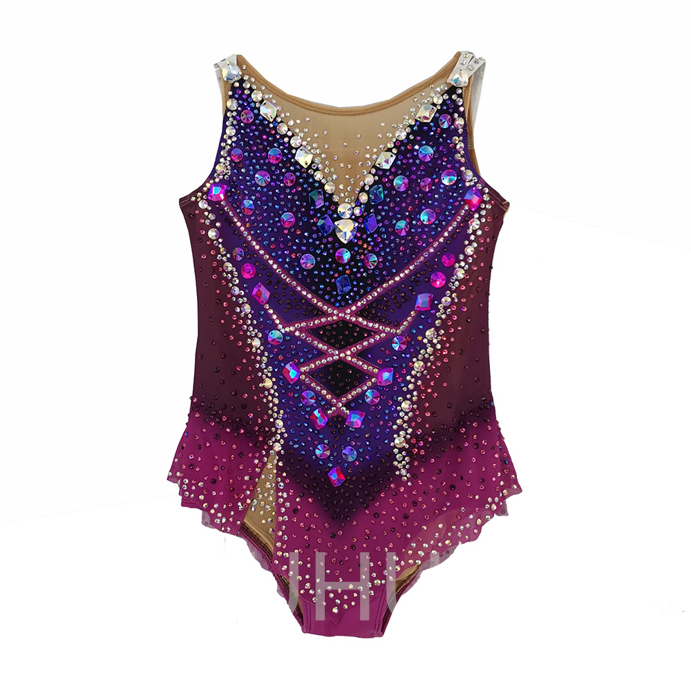 LIUHUO Rhythmic Gymnastics Leotards Artistics Professional Customize Colors Girls Purple