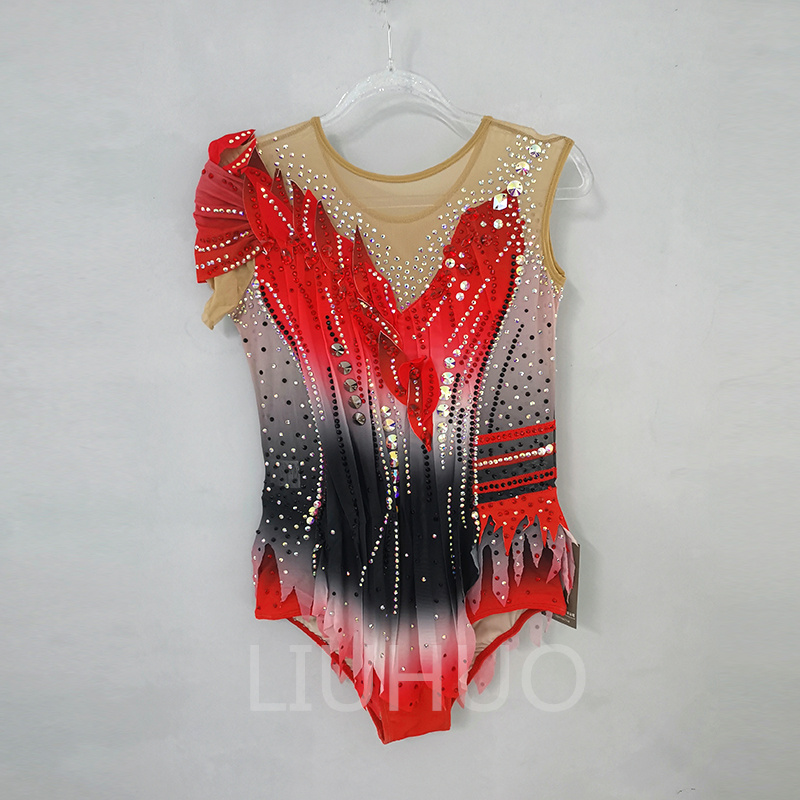 LIUHUO Rhythmic Gymnastics Leotards Artistics Professional Customize Colors Girls Red