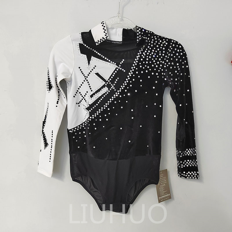 LIUHUO Rhythmic Gymnastics Leotards Artistics Professional Customize Colors White-Black
