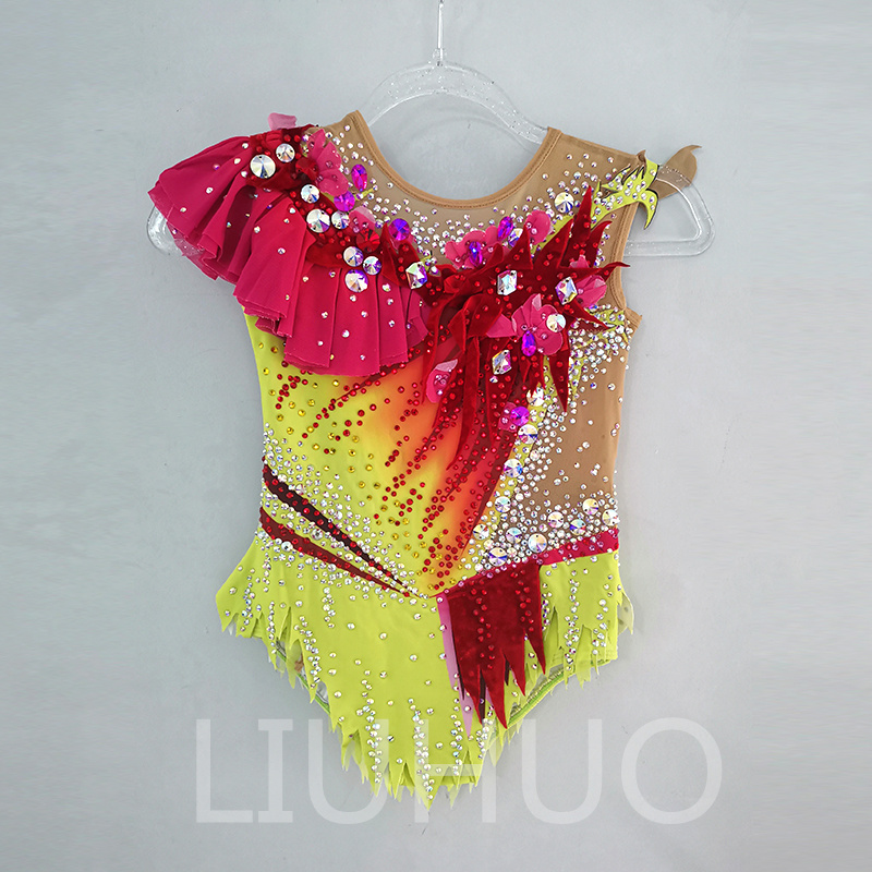 The Vibrant Artistic Gymnastics Uniform in Red and Yellow