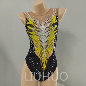 LIUHUO Synchronized Swimming Suits Girls Women Performance Black-Yellow