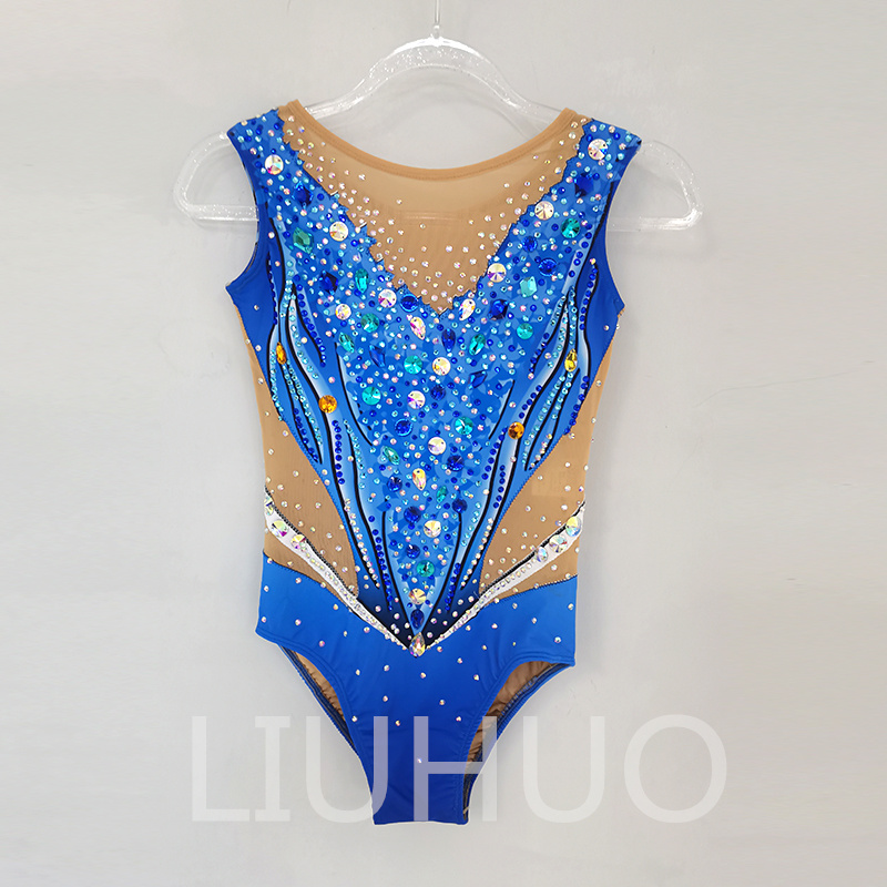 LIUHUO Synchronized Swimming Suits Girls Women Performance Blue