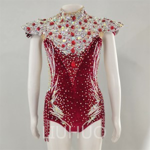 LIUHUO Rhythmic Gymnastics Leotards Artistics Professional Customize Colors Girls Competition Stage  Red