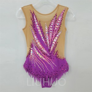 LIUHUO Rhythmic Gymnastics Leotards Artistics Professional Customize Colors Girls Competition Stage  Purple Stretchy