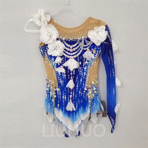 LIUHUO Rhythmic Gymnastics Leotards Artistics Professional Customize Colors Girls Competition Stage  Blue Stretchy