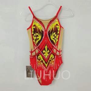 LIUHUO Synchronized Swimming Suits Girls Women Performance Gymnastics Leotards Red