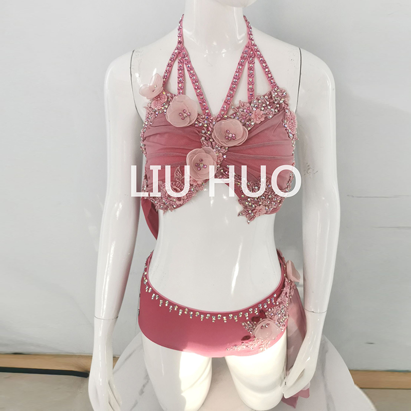 Pink Diamond Ladies  Dance Dress Competition Training Can Be Customized lyrical dance dress