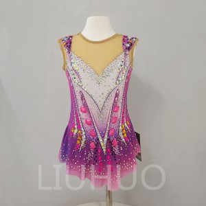 LIUHUO Rhythmic Gymnastics Leotards Artistics Professional Customize Colors Girls Pink-Purple
