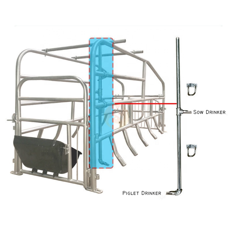 Sow Gestation Stall Galvanized Pig Farrowing Stalls Pen For Pigs Fatten Crate Swine Farrowing Nursery Pen With Feeder Trough