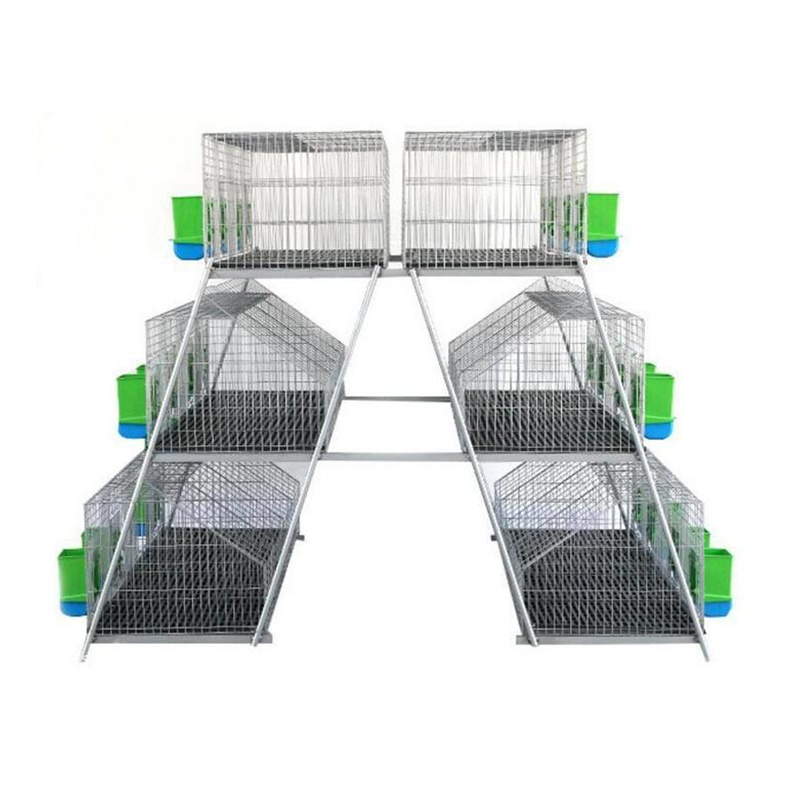 2021 Hot Sale Two Tiers Hot Galvanized Welded Rabbit Farming Cage Automatic Rabbit Farming Breeding Cages