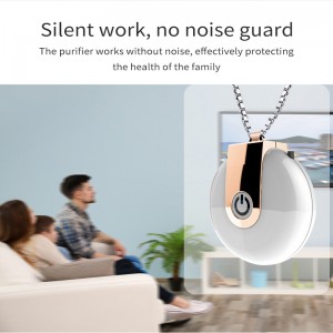Hanging neck type rechargeable negative ion air purifier to remove odor