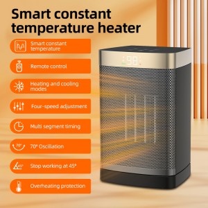 Remote control PTC ceramic fan heater space heater with thermostat