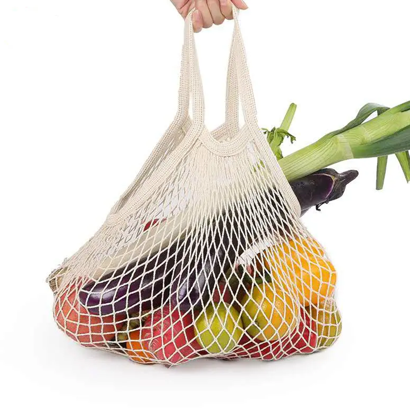 Reusable Cotton Mesh Bag Grocery Shopping Net Bags With Strings For Vegetables Fruit Food Package