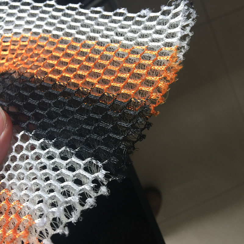 Three-layer fabric sandwich mesh net with elastic for cushions, etc