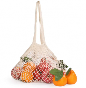 Anpassad nätpåse Återanvändbar shoppingväska Bomullsnätpåse för frukt och grönsaker