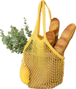 फळभाज्यांसाठी सानुकूलित नेट बॅग पुन्हा वापरण्यायोग्य शॉपिंग टोट बॅग कॉटन मेश बॅग