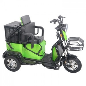 Kleurrijk ontwerp elektrische driewieler met drie wielen Escooter elektrische driewieler met grote mand voor volwassenen