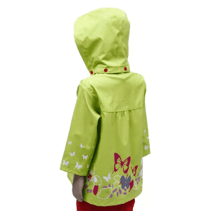 Børne regnfrakke gul hætte mode design vandtæt PU miljøvenlig oeko kvalitet