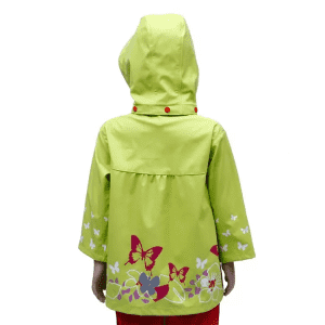 Детски дъждобран с жълта качулка, моден дизайн, водоустойчив PU, екологично качество oeko