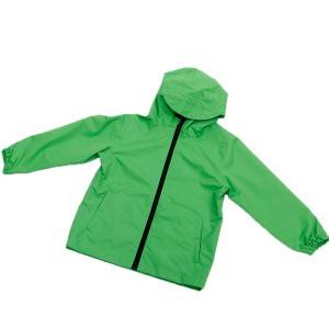 Kids Raincoat functional GRS recycle waterproof breathable adjustable hood cuff seam taped