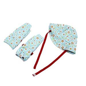 OEM winter allover print outdoor waterproof PU mittens and hat with fleece lining OEKO quality