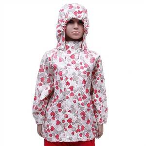 Shiny waterproof Raincoat kids allover print one size hooded 2 pieces fashion children