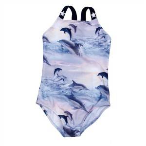 high quality oeko recycle eco-friendly Girls swimwear UPF 40+  OEM alloverprint